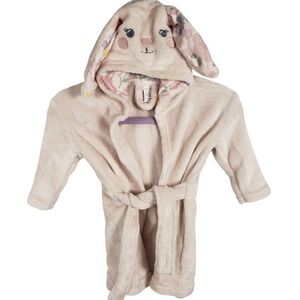 Modern Baby Bunny Robe 0-9M Beige Floral‎ Hooded Spa Bath Cozy Plush